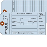 <!020>Inventory, 1-Ply w/Tear off numbered Stub, Lt Blue, 2 Sided, Box of 500, Plain, Sequence per factory
