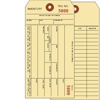 Inventory Tag, 1-Ply w/Tear off numbered Stub, 2 Sided, Box of 1000, Choose Your Sequence Numbers