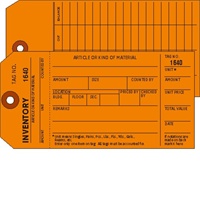 <!050>Inventory, 1-Ply w/Tear off numbered Stub, Orange, 2 Sided, Box of 500, Plain, Sequence per factory