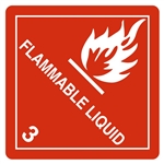 Flamable Liquid, 4" x 4", Paper, Roll of 500