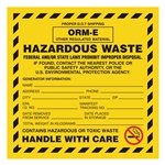 ORM-E Hazardous Waste, 6" x 6", Vinyl, Pack of 100