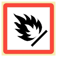 Flame Label, 2" x 2", Vinyl, Roll of 500