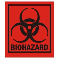 Biohazard, 3-1/2" x 4", Paper, Roll of 500