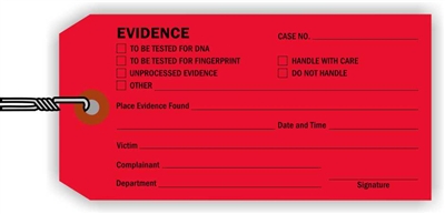 "Evidence", 2.375 x 5.25 in., 13Pt Red paper, Wired, 100 per shrink pack