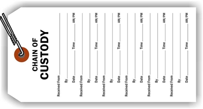 "Chain of Custidy", 3.125 x 6.25 in., 12Pt White paper, Wired, 100 per shrink pack