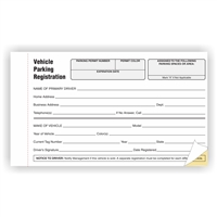 Vehicle Parking Registration Form, 2-Part Carbonless - 9.38" x 5.75", 50/Pack