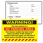 WARNING, ...Parked in a No Parking..., 8" x 5", Scrape to Remove, 50 per Pack