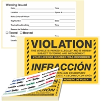 VIOLATION / INFRACCÓN, ...Parked Illegally, 8" x 5", Scrape to Remove, 50 per Book