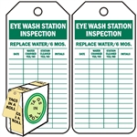 <!0120>Eye Wash Station Inspection Tag,  6-1/4" x 3", White Polypropylene, In-a-Box of 100