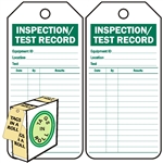 <!010>Inspection / Test Record, 6-1/4" x 3", White Polypropylene, In-a-Box of 100