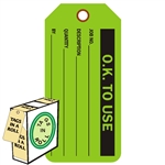 <!0120>O.K. to Use,  6-1/4" x 3", Fluorescent Green, In-a-Box of 100