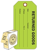 <!0120>RETURNED GOODS,  6-1/4" x 3", Fluorescent Green, In-a-Box of 100