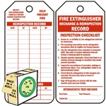 <!0120>Fire Extinguisher Recharge & Inspection Record,  6-1/4" x 3", White Polypropylene, In-a-Box of 100