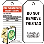 <!0120>Fire Extinguisher Inspection Tag,  6-1/4" x 3", White Polypropylene, In-a-Box of 100