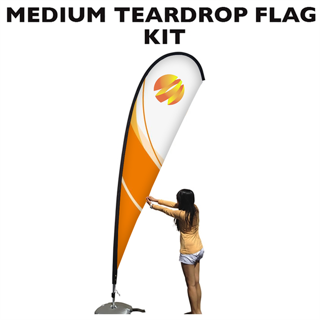 Medium 11 Teardrop Flag Full Fiberglass Pole