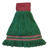 BULK CASE (12/Cs) - LARGE GREEN Industrial Laundry Style ANTIMICROBIAL LOOPED-END Wet Mop--9" BAND