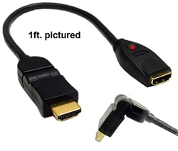 Calrad Electronics 55-644A-HS-3 3ft HDMI Male to Female Up and Down Swivel Cable
