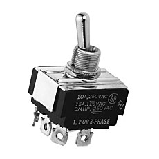 NTE 54-014 Toggle Switch, 3PST, OFF NONE ON - Screw Terminals