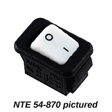 NTE 54-870 Micro Snap-in Rocker Switch, SPST ON-NONE-OFF, 6A 125VAC, White Actuator w/ Legend