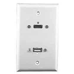 75-621 Philmore Wall Plate, HDMI + USB White