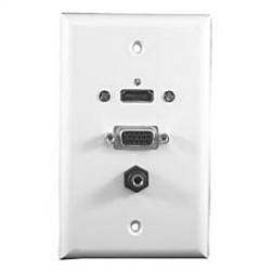 75-629 Philmore Wall Plate, HDMI + VGA + 3.5mm Stereo Jack White