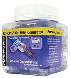 Platinum Tools 202003 EZ-RJ45 CAT5/5e Connectors. Jar of 100.