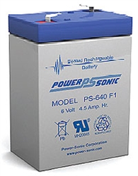 Powersonic PS-640F1 SLA Battery 6v 4.5ah Rechargeable Sealed Lead Acid