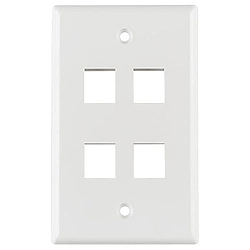 HellermannTyton FPQUAD-W Faceplate, Standard Single Gang 4 Port ABS 94V-0, White