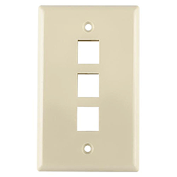 HellermannTyton FPTRIPLE-I Faceplate, Standard Single Gang 3 Port ABS 94V-0, Ivory