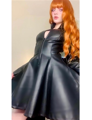 MISFITZ LEATHER LOOK MISTRESS SKATER DRESS