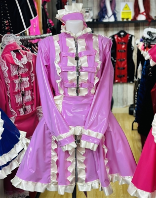 Misfitz barbie pink pvc lockable straitjacket sissy maids outfit