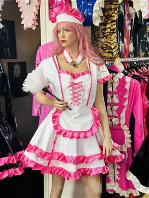 Misfitz white PVC & hot pink Sissy Maids outfit.