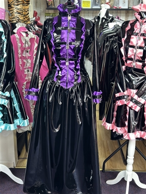 Misfitz black PVC & purple satin straitjacket  ballgown