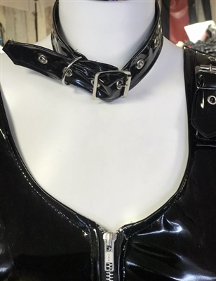 Misfitz  black gloss pvc buckle choker