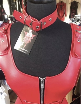Misfitz  red faux leather buckle choker