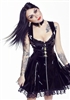 MISFITZ BLACK PVC & LACE PADLOCK SKATER DRESS