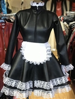 MISFITZ BLACK LEATHER LOOK CORSET BACK SKATER MAIDS DRESS