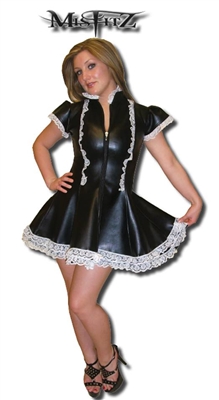 MISFITZ  BLACK LEATHER LOOK FRENCH MAIDS DRESS