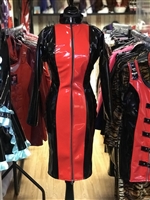 MISFITZ BLACK & RED PVC MISTRESS DRESS WITH TWO WAY ZIPPER