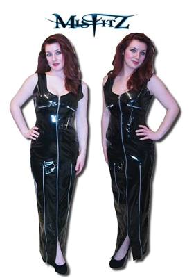 BLACK PVC FULL LENGTH DOMINATRIX DRESS