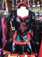 MISFITZ BLACK PVC & RED SATIN MAIDS OUTFIT