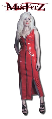 MISFITZ PVC BONDAGE ZIPPER HOBBLE DRESS.