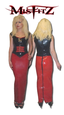 MISFITZ RED LATEX HOBBLE SKIRT