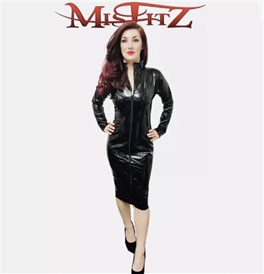 MISFITZ PVC PENCIL LENGTH MISTRESS DRESS WITH TWO WAY ZIPPER