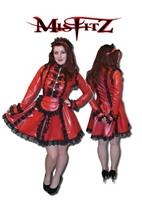 MISFITZ RED LATEX PADLOCK STRAITJACKET MAIDS UNIFORM