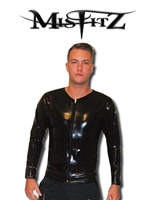 MISFITZ BLACK LATEX LONG SLEEVE ZIPPER SHIRT