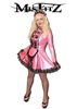 MISFITZ PEARLSHEEN PINK LATEX BUCKLE MAIDS OUTFIT