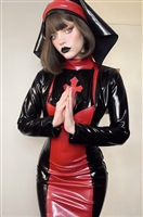 Misfitz black & red latex kinky nun outfit