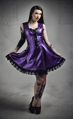 Misfitz latex and lace corset effect skater dress