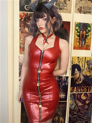 MISFITZ  LATEX PADLOCK DRESS & CHOKER